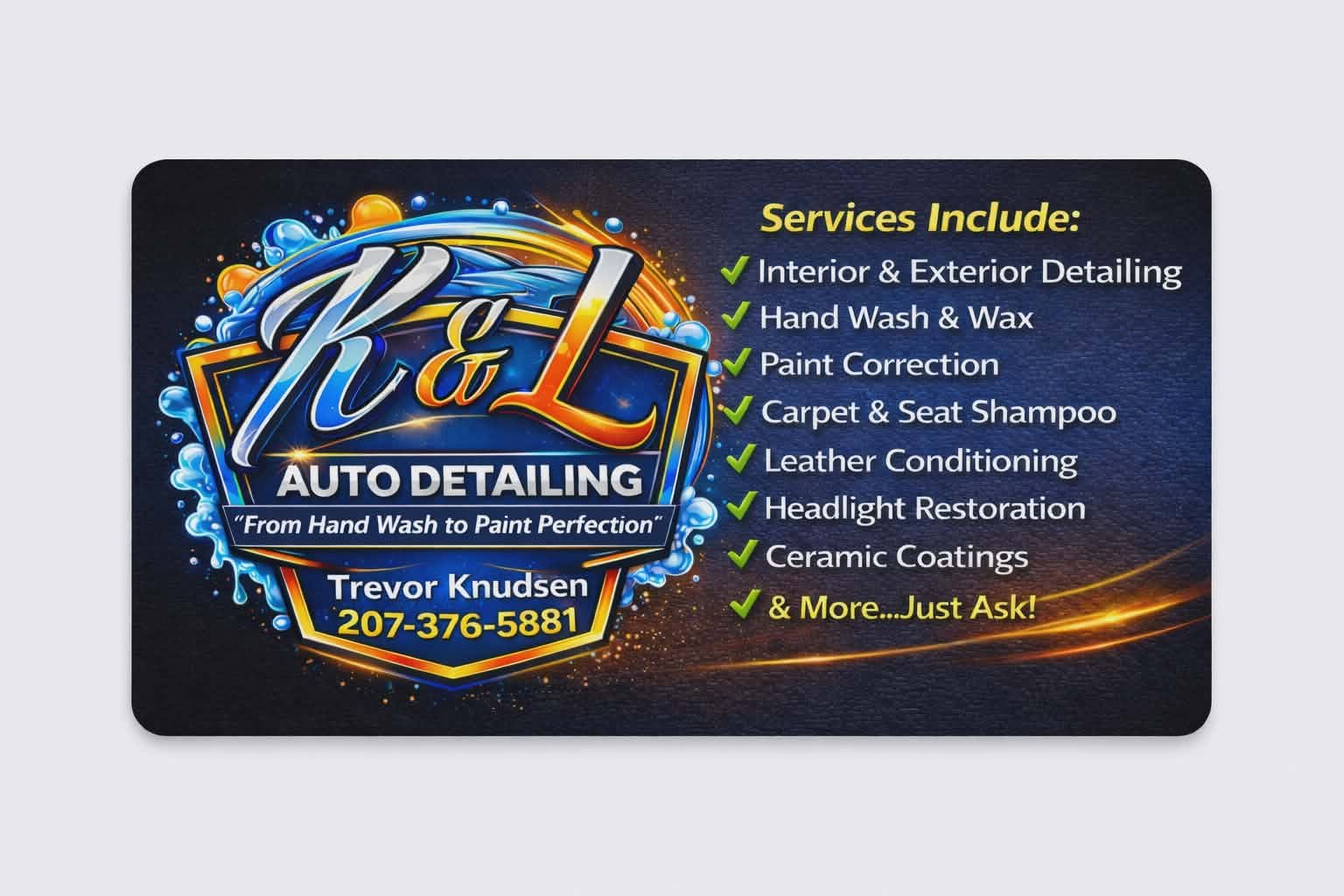 K&L Auto Detailing logo and services